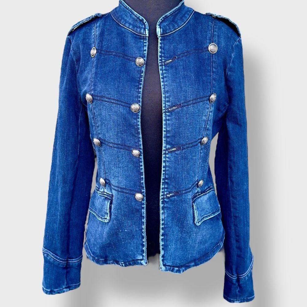 American Rag Military, Band Style Cropped Blue Denim Jacket | Women's M